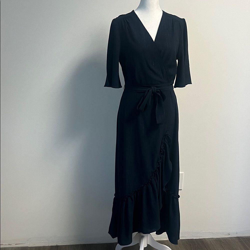 bishop + young Blue Ruffle Midi Dress S